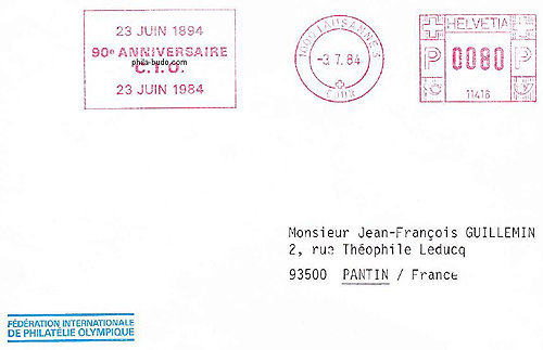 90ème anniversaire du Comité International Olympique (CIO) - Paris Juin 1984